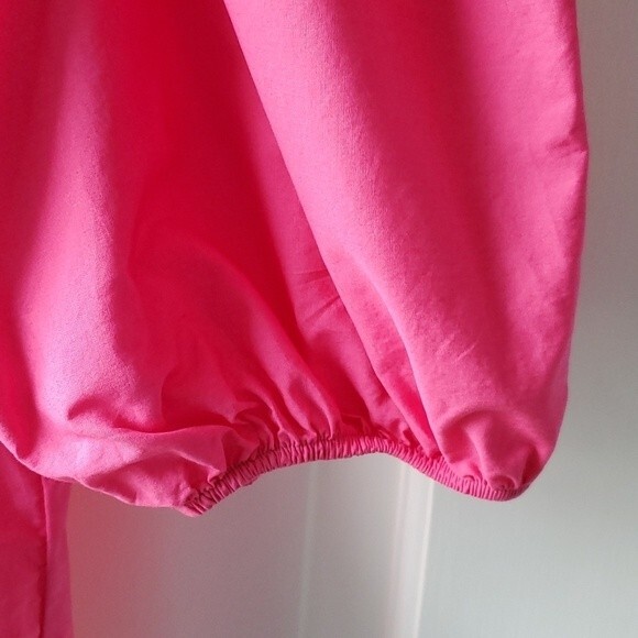 H&M PINK PUFF SLEEVE COTTON TOP XS - Picture 5 of 8